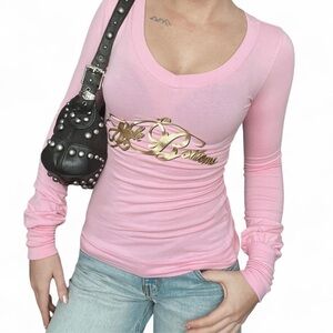 1990 RARE DEADSTOCK Apple Bottoms by Nelly | Graphic Apple Bottom V-neck Top